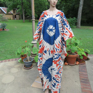 Tie Dye Kaftan Caftan Maxi Dress Swim Coverup